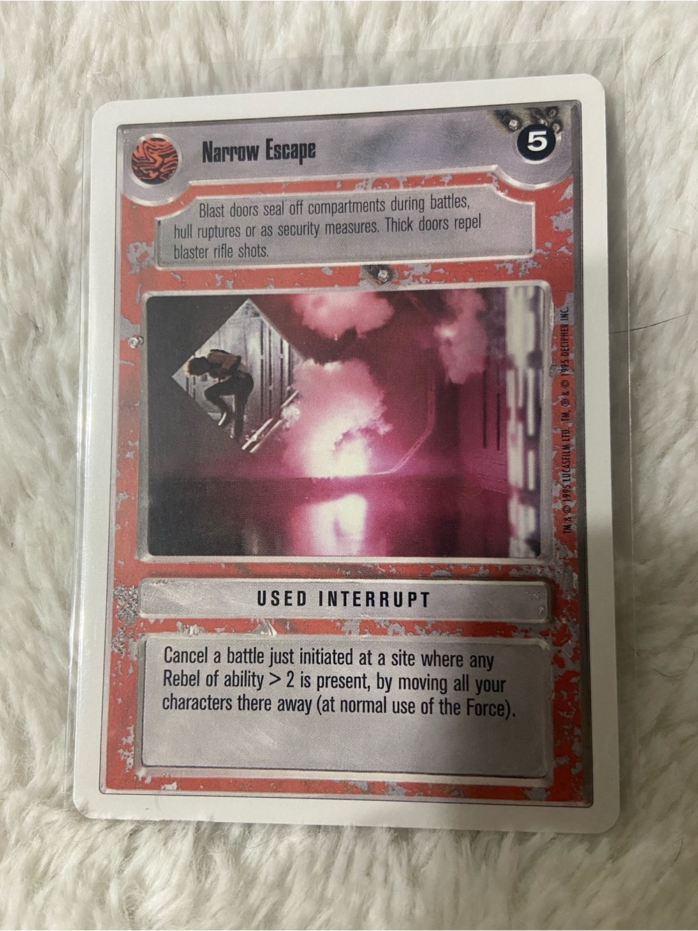 Star Wars Narrow Escape Used Interrupt Card - Red and Pink Artwork